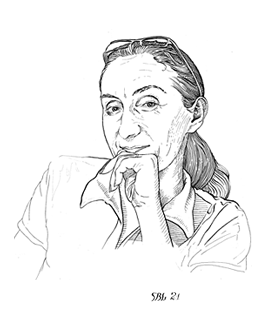 Renata Bartůňková—Mojžíšová, perokresba Sebastiana Baldrian—Lomenského © 2021